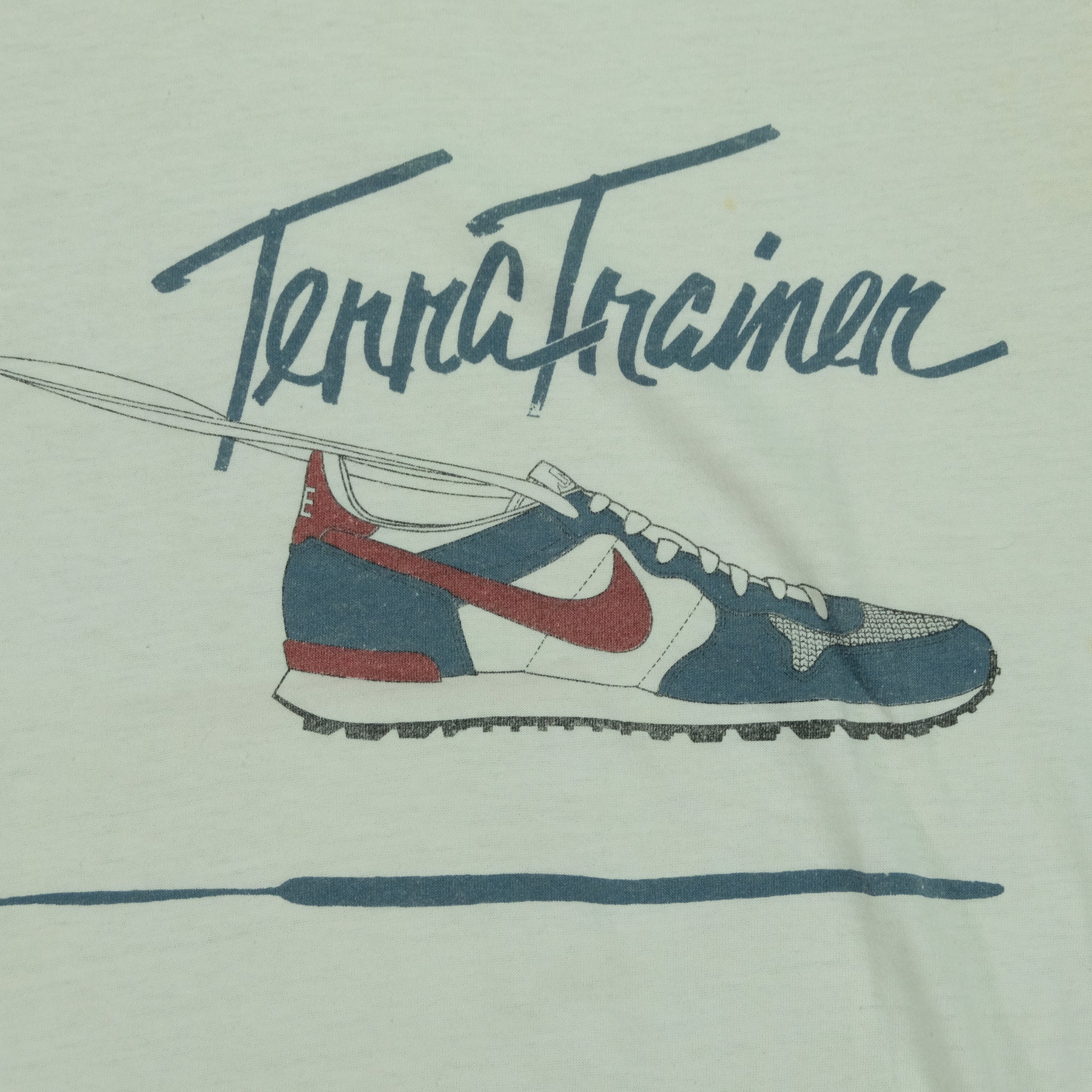Vintage NIKE Terra Trainer Shoe Promo Swoosh T Shirt 80s White L ...