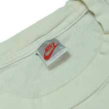 Load image into Gallery viewer, Vintage NIKE Town My Shoes Have Unlimited Mileage Reuse-A-Shoe Program Spell Out Swoosh T Shirt 80s 90s White XL
