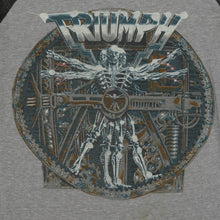 Load image into Gallery viewer, Vintage Triumph Thunder 1985 World Tour Raglan T Shirt 80s Gray Black
