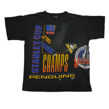 Load image into Gallery viewer, Vintage SALEM Pittsburgh Penguins 1991 Stanley Cup Champions T Shirt 90s Black XL

