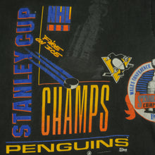 Load image into Gallery viewer, Vintage SALEM Pittsburgh Penguins 1991 Stanley Cup Champions T Shirt 90s Black XL
