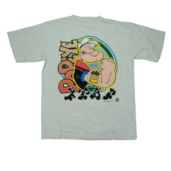 Vintage STREETWORKS Popeye Spinach Pow 1994 T Shirt 90s White XL