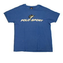 Load image into Gallery viewer, Vintage POLO SPORT Ralph Lauren Marlin Swordfish Spell Out T Shirt 90s Blue 2XL
