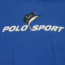 Load image into Gallery viewer, Vintage POLO SPORT Ralph Lauren Marlin Swordfish Spell Out T Shirt 90s Blue 2XL
