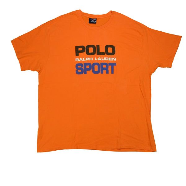 Vintage NIKE Box Logo Spell Out Ringer Polo Shirt 80s Orange M