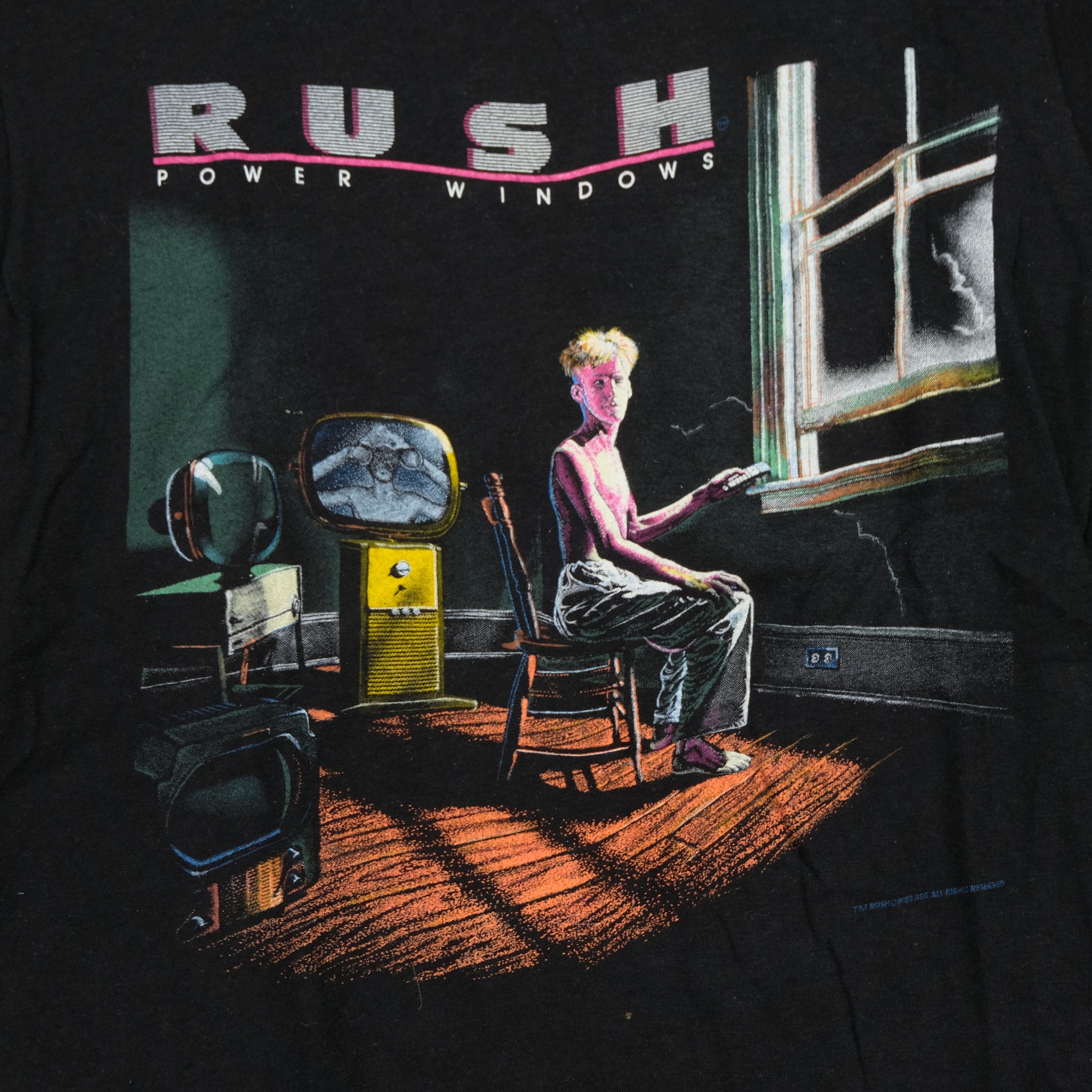 Vintage 1985 Rush Power Windows Double Sided Tee on Screen Stars 