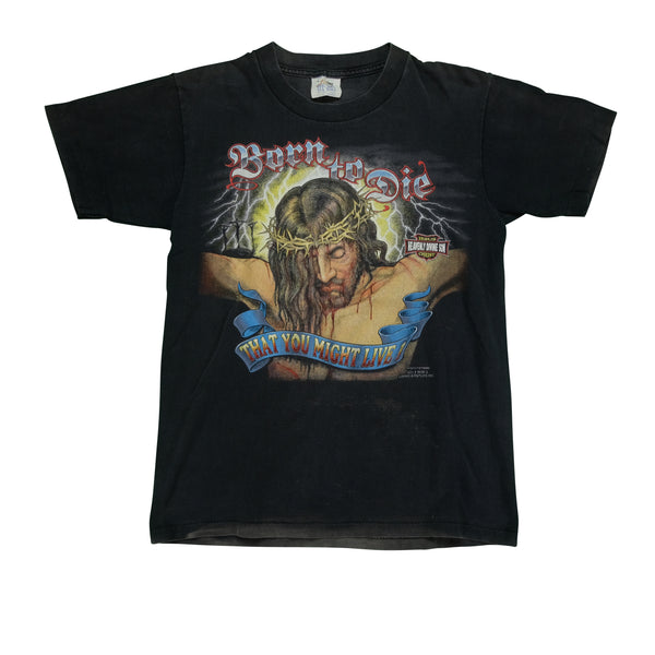 Vintage Jesus Christ Heavenly Divine Son Born to Die 1991 T Shirt 90s Black M