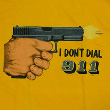 Load image into Gallery viewer, Vintage SCREEN STARS I Don&#39;t Dial 911 Gun T Shirt 90s Yellow M
