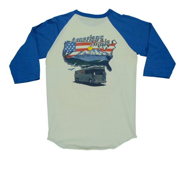 Vintage The Merle Haggard Road Show America's Music Tour Raglan T Shirt 80s White Blue