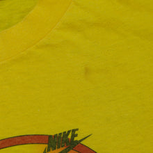 Load image into Gallery viewer, Vintage NIKE Sportswear There Is No Finish Line Spell Out Swoosh T Shirt 70s 80s Yellow L
