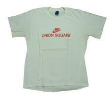 Load image into Gallery viewer, Vintage NIKE Union Square Spell Out Swoosh T Shirt 80s White XL
