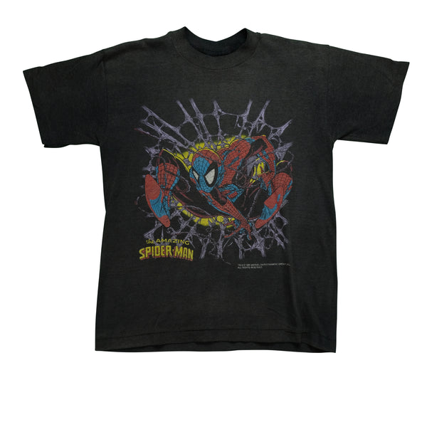 Vintage SSI The Amazing Spider-Man Marvel Comics 1990 T Shirt 90s Black Youth L