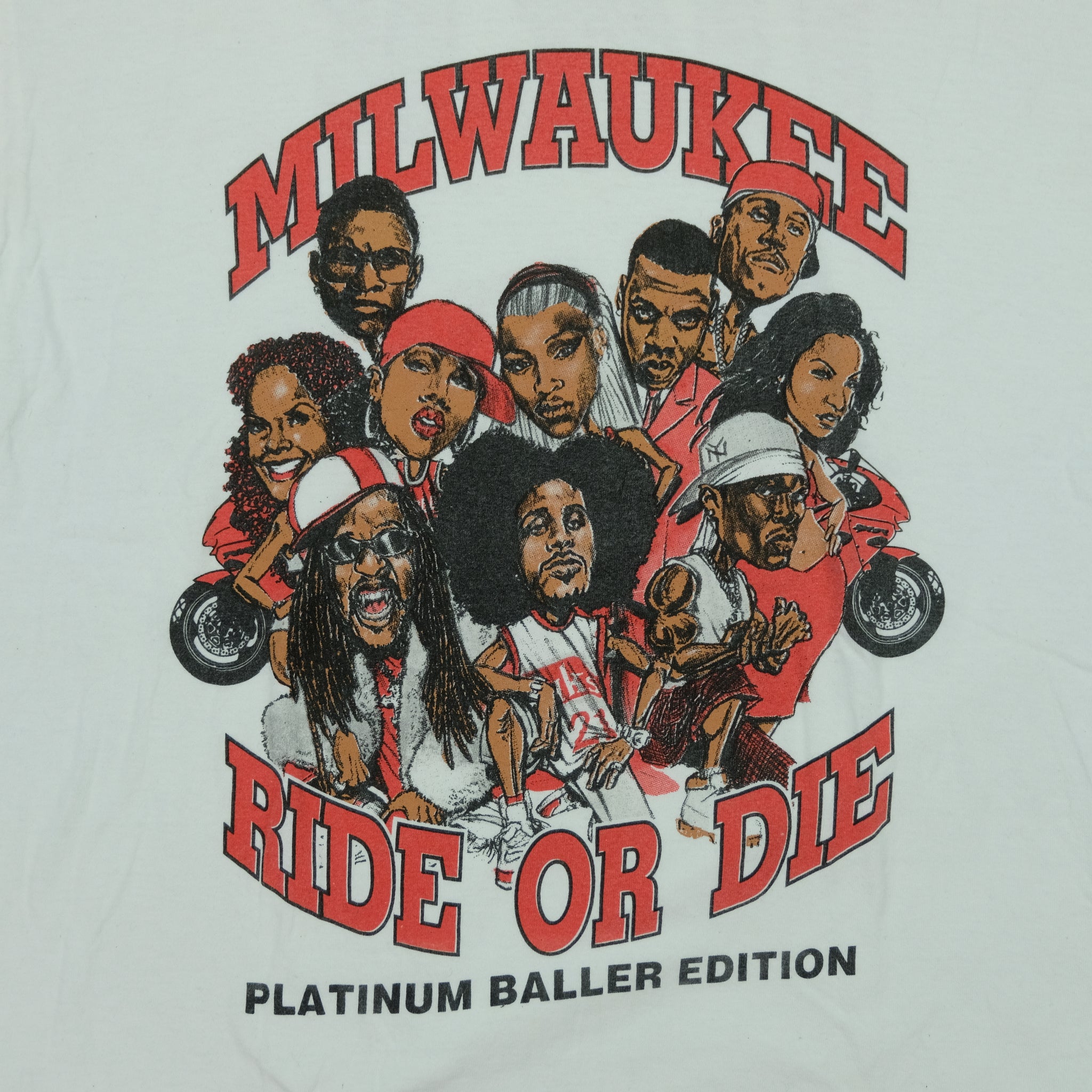 Vintage Milwaukee Ride or Die Rap Legends Caricature Double Sided 