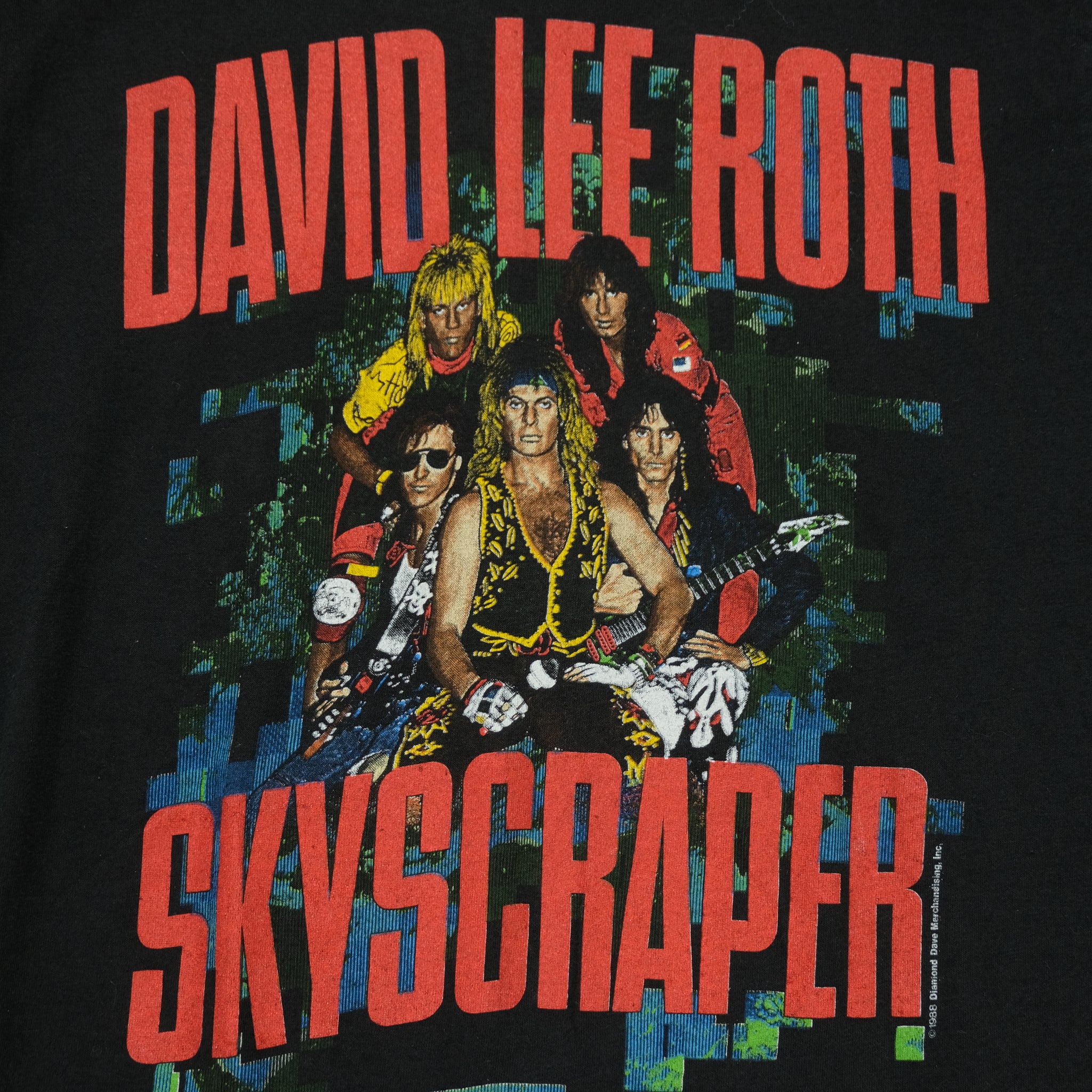 David purchases Lee Roth,Vintage,Skyscraper, Original, Black,Worn,Men's, T-Shirt, 1980's,