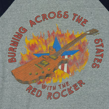 Load image into Gallery viewer, Vintage Sammy Hagar Burning Across the States With The Red Rocker Tour Raglan T Shirt 80s Gray Black
