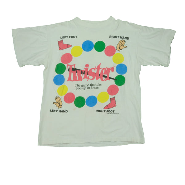 Vintage BLITZZ STUDIOS Twister Milton Bradley 1995 Board Game Promo T Shirt 90s White XL