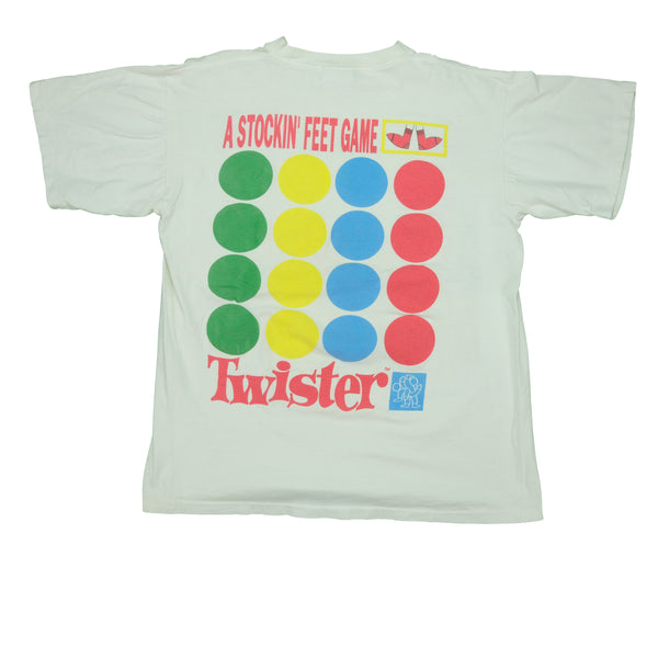 Vintage BLITZZ STUDIOS Twister Milton Bradley 1995 Board Game Promo T Shirt 90s White XL