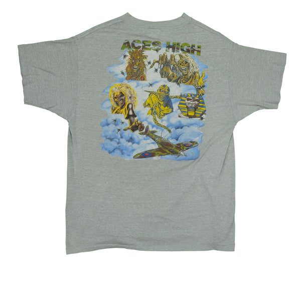 Vintage ROCKIT Iron Maiden Aces High 1984 Tour T Shirt 80s Gray XL