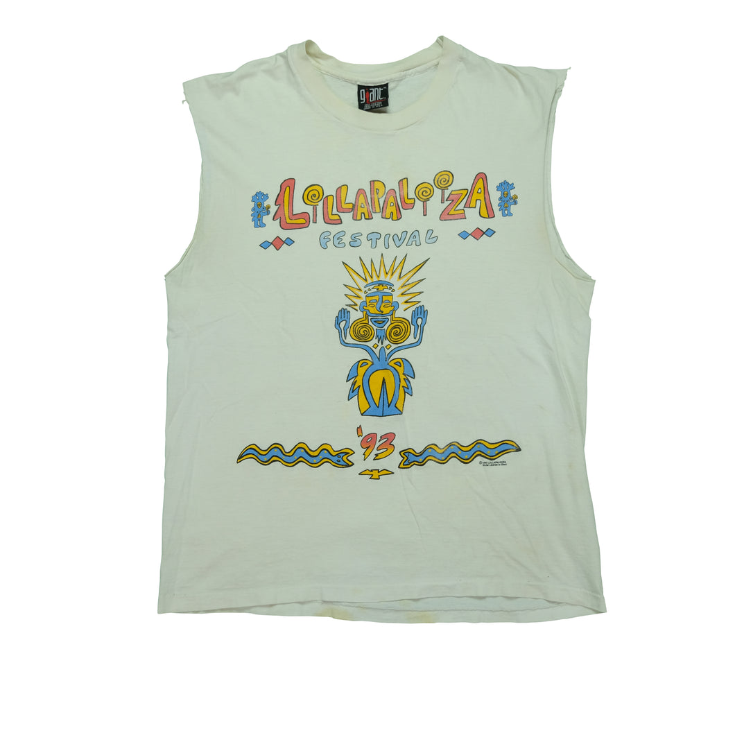 Vintage GIANT Lollapalooza Festival 1993 Sleeveless T Shirt 90s White XL