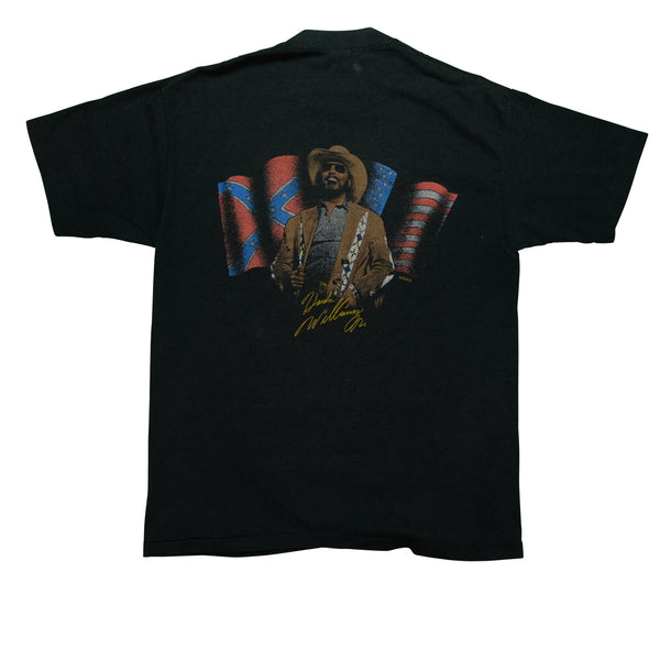Vintage BELTON Hank Williams Jr Flags Tour T Shirt 80s 90s Black L