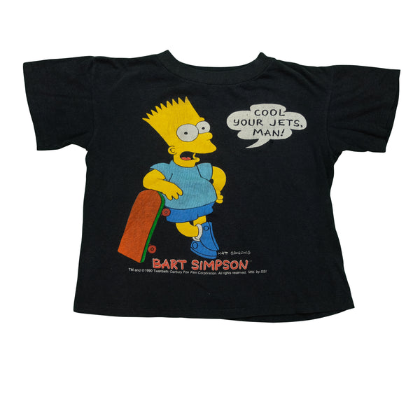 Vintage SSI The Simpsons Bart Simpson Cool Your Jets, Man! 1990 T Shirt 90s Black Youth M