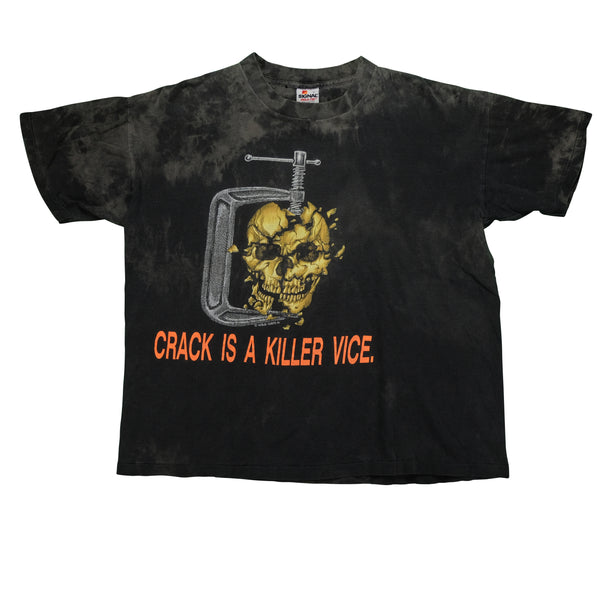 Vintage SIGNAL Crack is a Killer Vice Crushed Skull T Shirt 90s Black L