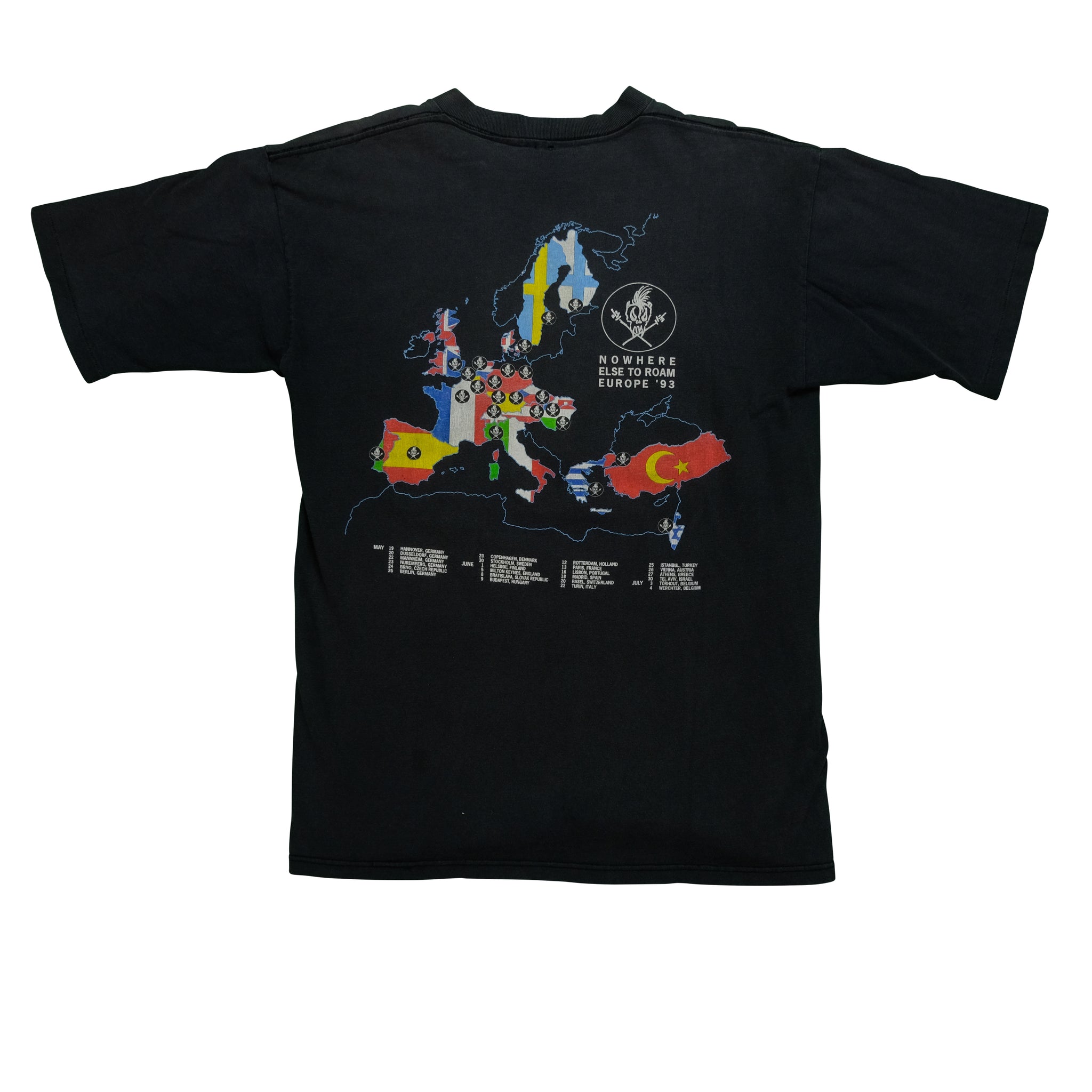 Vintage 1993 Metallica No Where Else To Roam Europe Tour Tee