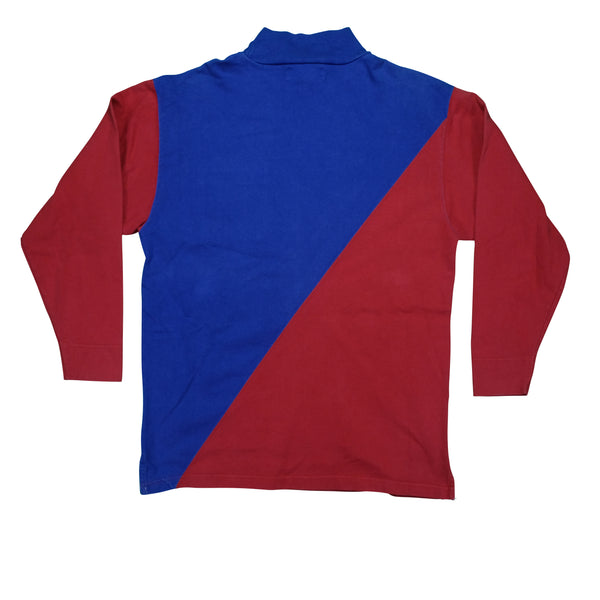 Vintage POLO RALPH LAUREN RL-67 Spell Out Color Block Split Pocket 1993 Long Sleeve T Shirt 90s Stadium Blue Red M