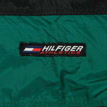 Load image into Gallery viewer, Vintage TOMMY HILFIGER Athletics Color Block Spell Out Full Zip Windbreaker Jacket 90s Black Green Silver L

