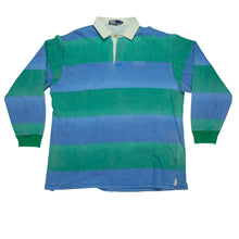 Load image into Gallery viewer, Vintage POLO RALPH LAUREN Polo Sport Spell Out Striped Long Sleeve Rugby Shirt 90s Green Blue XL
