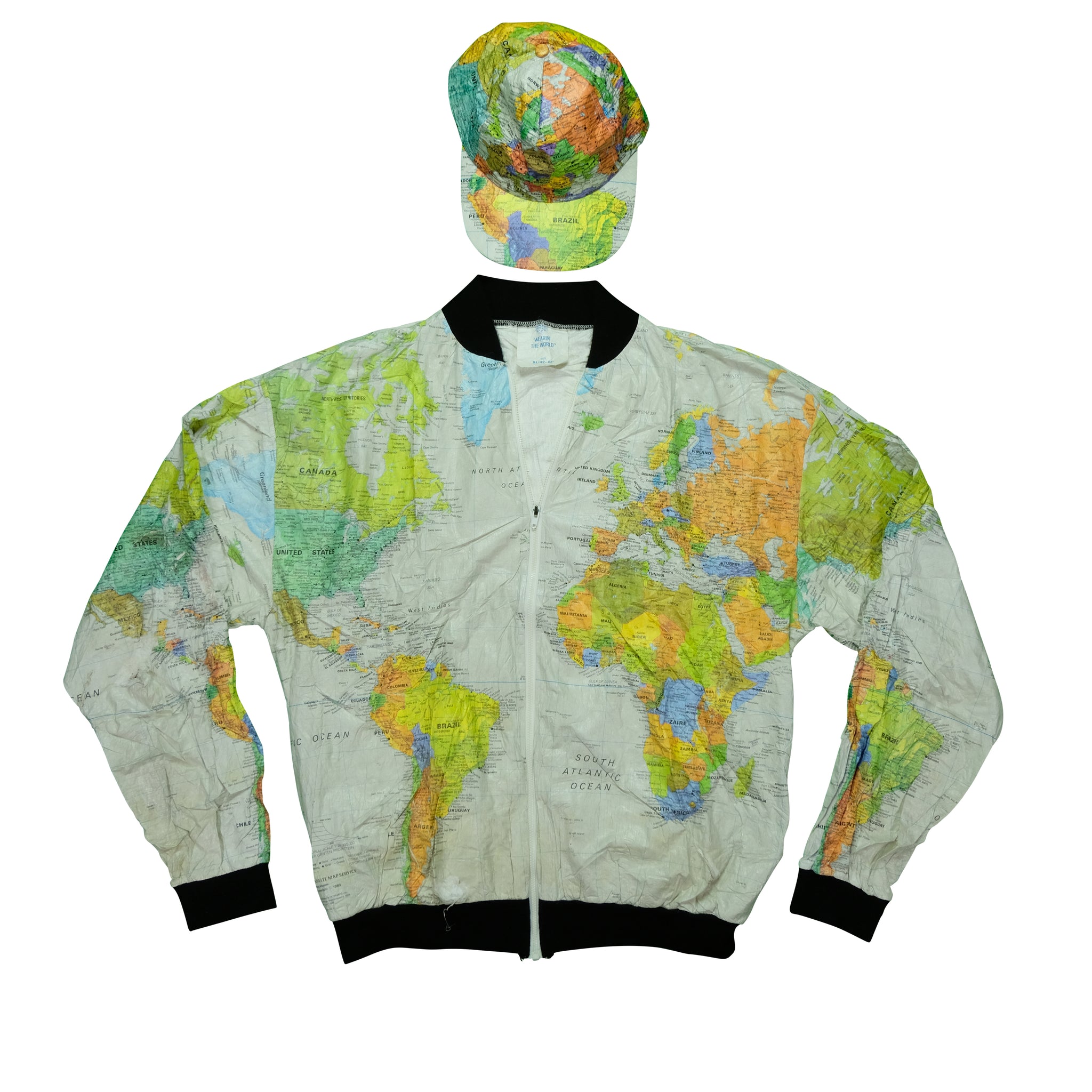 Vintage Geographic All Over Print Jacket and Snapback Hat by