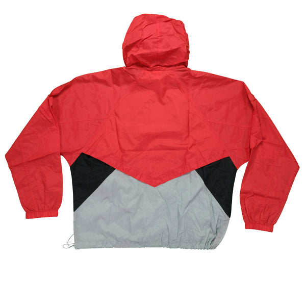 Vintage NIKE Spell Out Swoosh Color Block Full Zip Windbreaker Jacket 80s 90s Gray Red Black L
