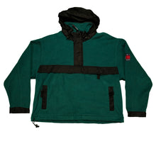 Load image into Gallery viewer, Vintage TOMMY HILFIGER Spell Out Flag Striped Pullover Fleece Jacket 90s Green Black 2XL
