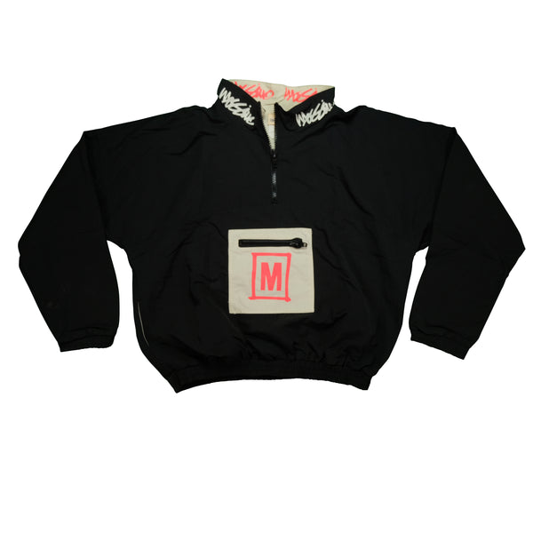 Vintage MOSSIMO Spell Out 1/4 Zip Pullover Jacket 90s Black XL