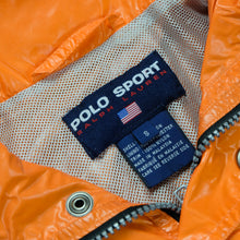 Load image into Gallery viewer, Vintage POLO SPORT Ralph Lauren Spell Out USA Flag Windbreaker Jacket 90s Orange Silver S
