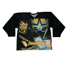 Load image into Gallery viewer, Vintage CCM Pittsburgh Penguins Goalie Mask All Over Print Hockey Jersey 90s Black
