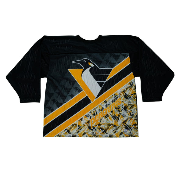 Vintage CCM Pittsburgh Penguins Goalie Mask All Over Print Hockey Jersey 90s Black