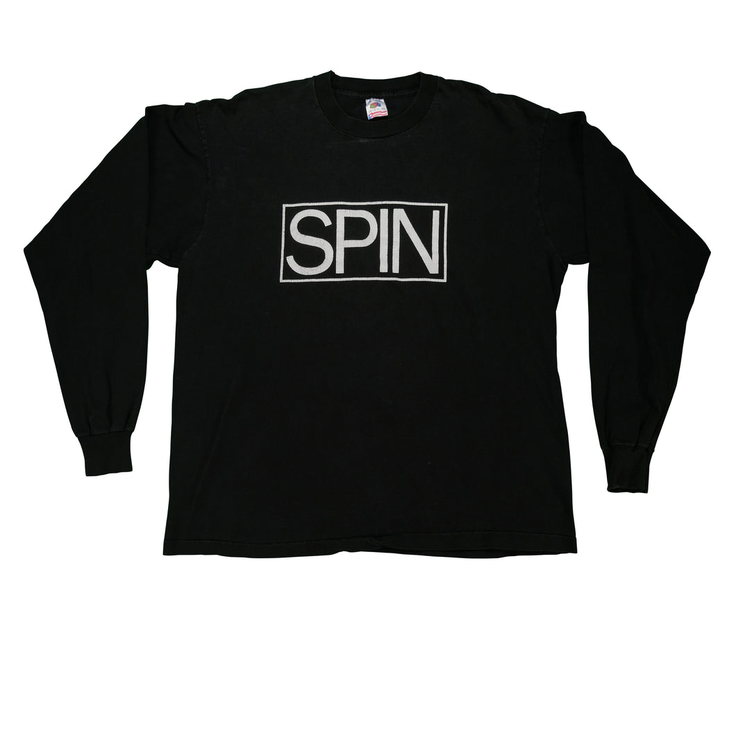 Vintage Spin Magazine Long Sleeve T Shirt 90s Black XL