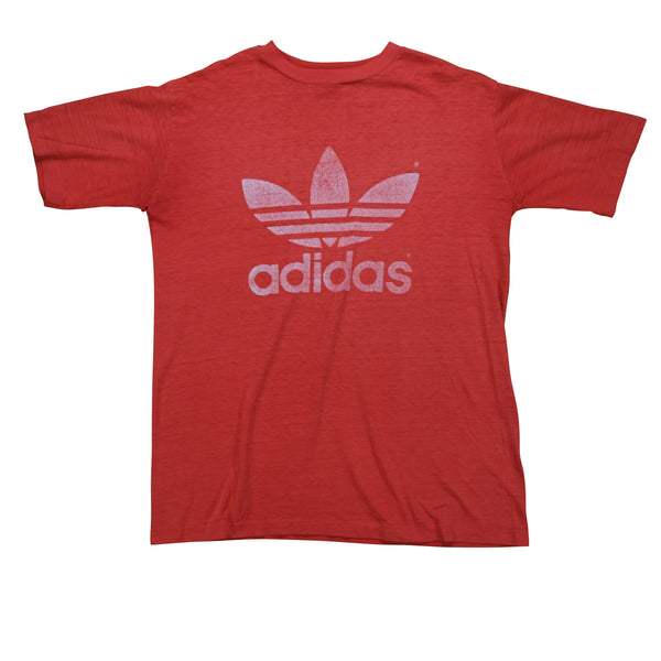 Vintage Adidas Spell Out Trefoil T Shirt 80s 90s