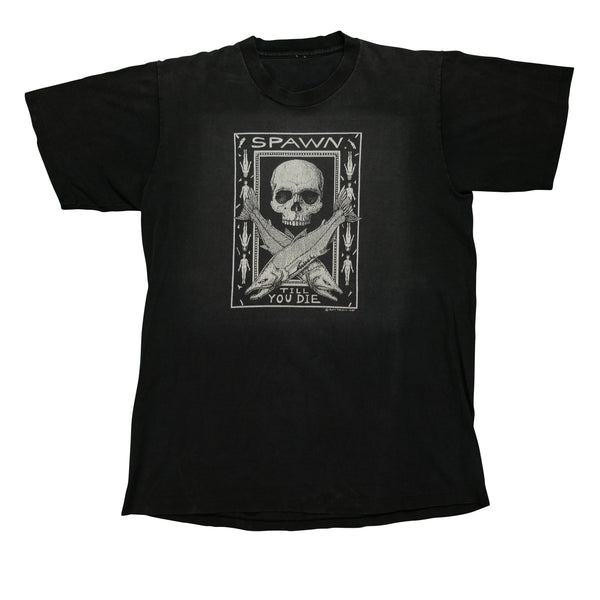 Vintage Spawn Till You Die Ray Troll 1987 Skull Art T Shirt 80s Black