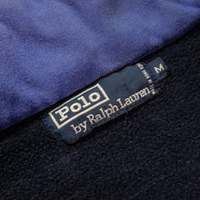 Load image into Gallery viewer, Vintage POLO RALPH LAUREN Spell Out USA Flag Packable Hooded Sweatshirt 90s Navy Blue M
