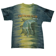 Load image into Gallery viewer, Vintage Z SCREENPRINTS Dinosaur 2000 Film Cast Member Tie Dyed T Shirt 2000s Yellow Blue M
