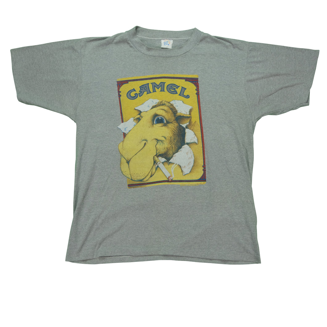 Vintage CAL CRU Camel Cigarettes Promo T Shirt 80s 90s Gray XL