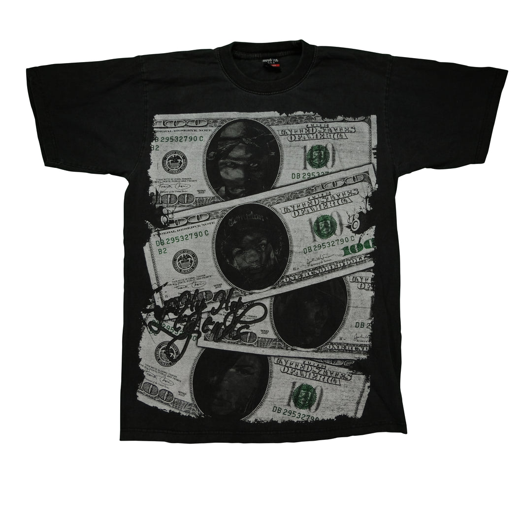 Vintage HOSS Tupac Eazy E Hundred Dollar Bill Rap Legends T Shirt 90s Black XL