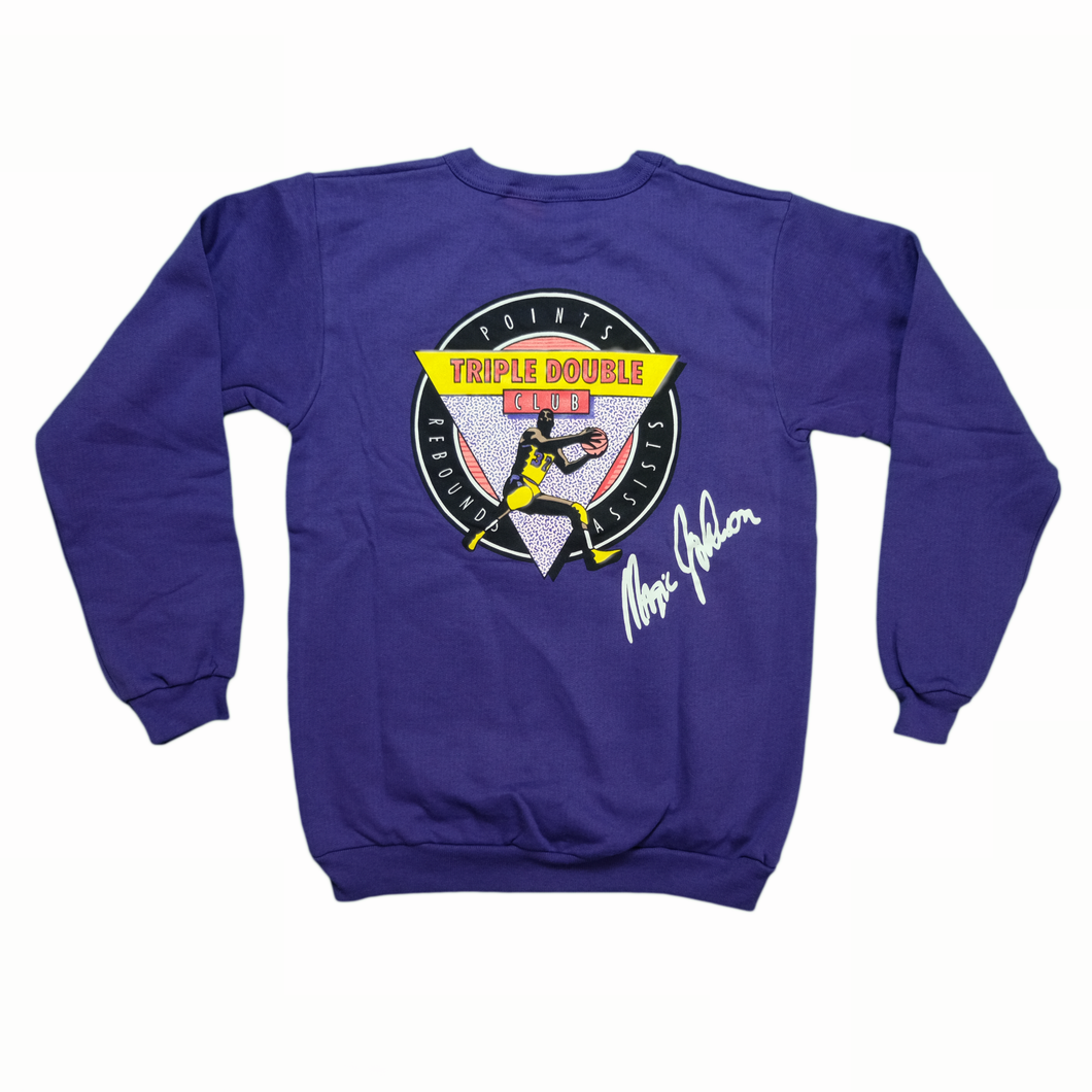 Vintage CONVERSE Magic Johnson LA Lakers Triple Double Club Sweatshirt 80s 90s NWT Purple M
