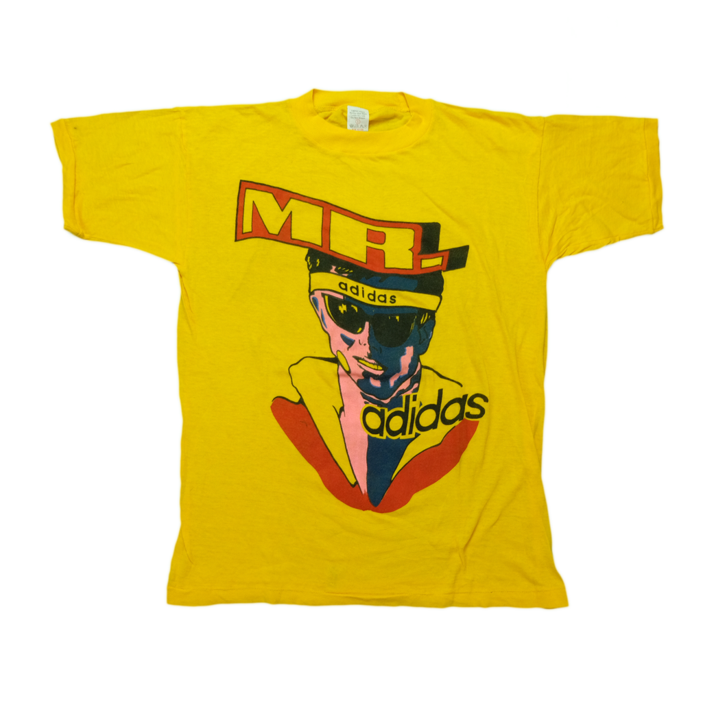 Vintage Jim McMahon Mr. Adidas Chicago Bears T Shirt 80s Yellow L