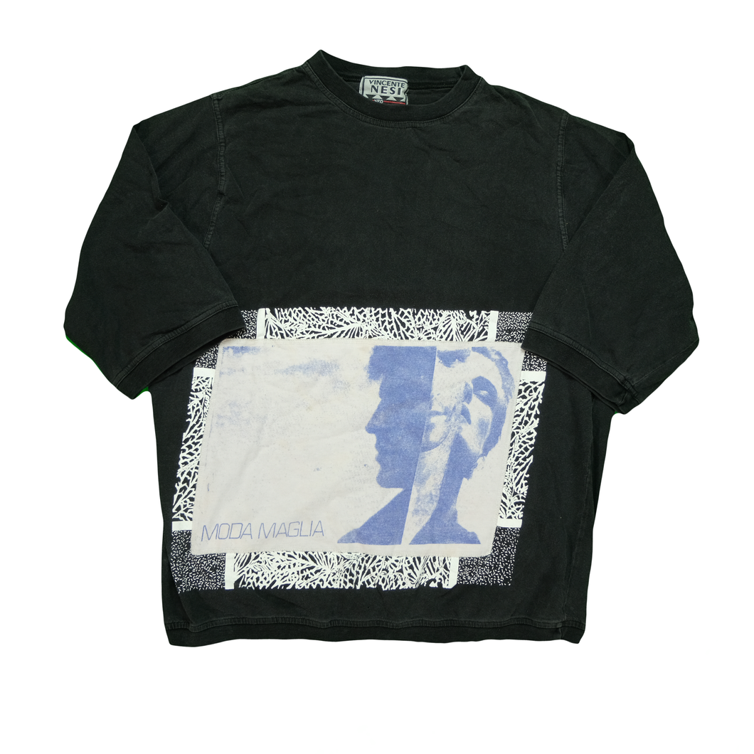 Vintage VINCENTE NESI Neo Mode Moda Maglia Art T Shirt 90s Black