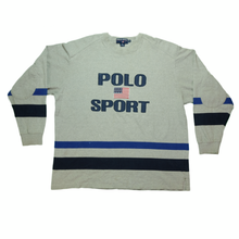 Load image into Gallery viewer, Vintage POLO SPORT Ralph Lauren USA Flag Spell Out Long Sleeve T Shirt 90s Gray 2XL
