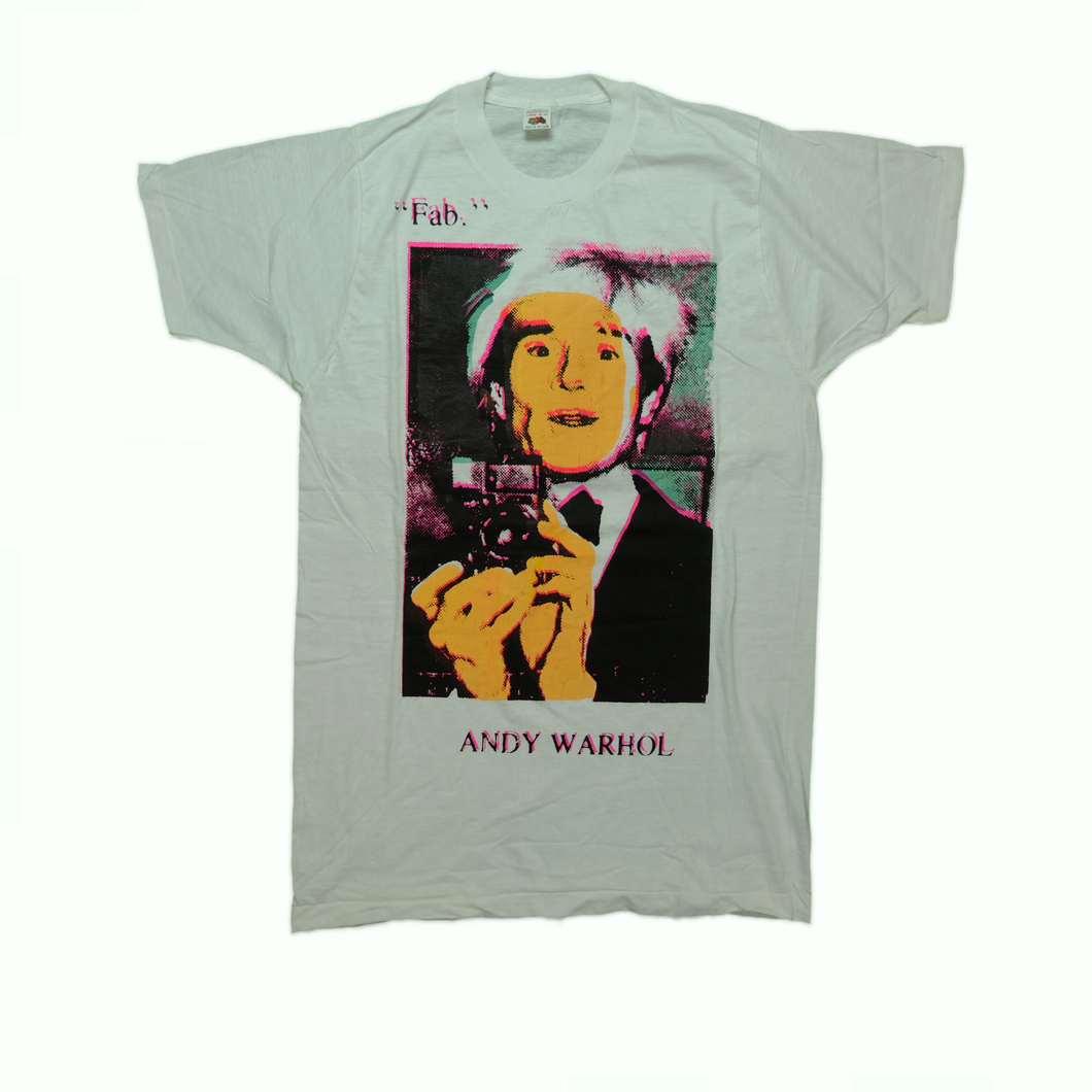 Vintage Don Rock Andy Warhol Fab Art T Shirt 80s 90s White L